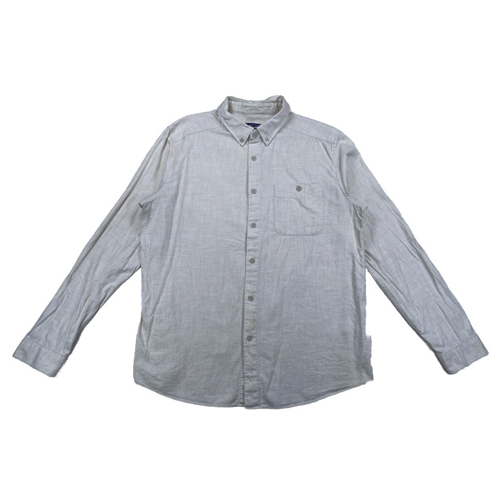 Patagonia Men's Large Long-Sleeved Vjosa River Pima Cotton‎ Shirt Beige